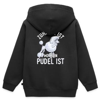 Pudel Hunderasse - Kinder Premium Organic Zip Hoodie - Schwarz - Hinten - AI Model Kid Male (0cm)