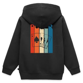 Design rétro vintage de poker - Sweat Premium à capuche zippé enfant bio - noir - Dos - AI Model Kid Male (0cm)
