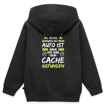 Geocaching Keine Ahnung Geocacher Cache Geocachen - Kinder Premium Organic Zip Hoodie - Schwarz - Hinten - AI Model Kid Male (0cm)