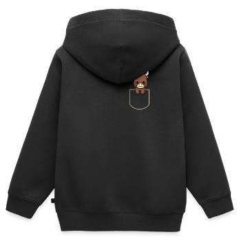 Taureau dans La poche poitrine Vache T-shirt - Sweat Premium à capuche zippé enfant bio - noir - Dos - AI Model Kid Male (0cm)