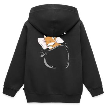 Schlafender und schlumender Fuchs - Kinder Premium Organic Zip Hoodie - Schwarz - Hinten - AI Model Kid Male (0cm)