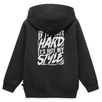 Techno hardstyle - Sweat Premium à capuche zippé enfant bio - noir - Dos - AI Model Kid Male (0cm)
