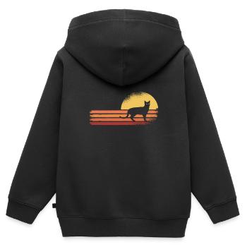 Chat noir - Sweat Premium à capuche zippé enfant bio - noir - Dos - AI Model Kid Male (0cm)