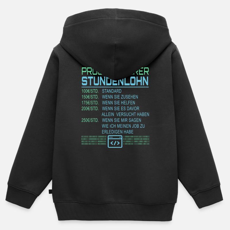 Programmierer Stundenlohn - Kinder Premium Organic Zip Hoodie - Schwarz