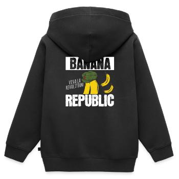 Banane - Kinder Premium Organic Zip Hoodie - Schwarz - Hinten - AI Model Kid Male (0cm)