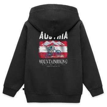 Austria Mountainbiking Radeln Urlaub Geschenk - Kinder Premium Organic Zip Hoodie - Schwarz - Hinten - AI Model Kid Male (0cm)