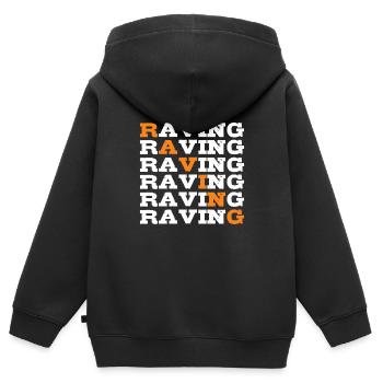 Raving rave raver - Sweat Premium à capuche zippé enfant bio - noir - Dos - AI Model Kid Male (0cm)