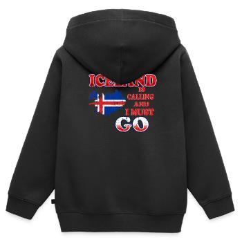 Islande - Sweat Premium à capuche zippé enfant bio - noir - Dos - AI Model Kid Male (0cm)
