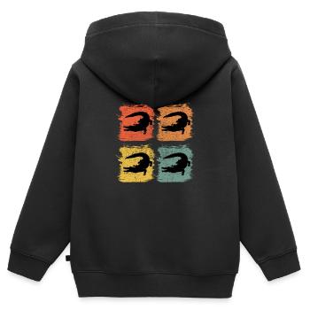 Alligator Retro Pop Art - Kinder Premium Organic Zip Hoodie - Schwarz - Hinten - AI Model Kid Male (0cm)
