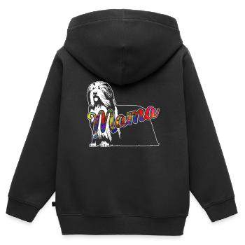 Bearded Collie Bearded Collie Mama - Sweat Premium à capuche zippé enfant bio - noir - Dos - AI Model Kid Male (0cm)