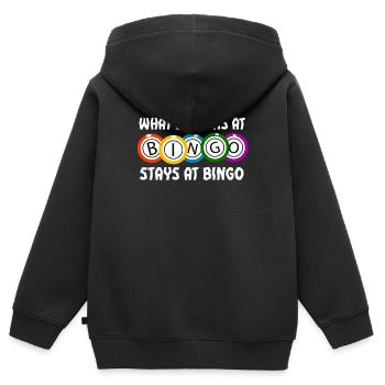 Bingo - Kinder Premium Organic Zip Hoodie - Schwarz - Hinten - AI Model Kid Male (0cm)