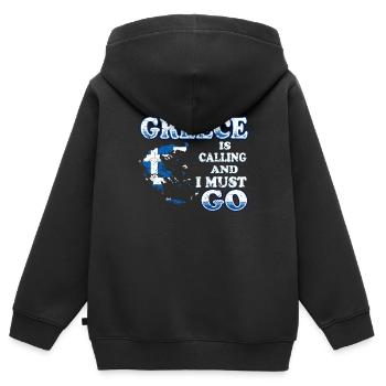 Grèce - Sweat Premium à capuche zippé enfant bio - noir - Dos - AI Model Kid Male (0cm)