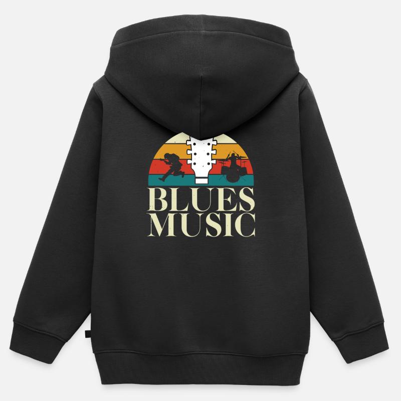 blues - Sweat Premium à capuche zippé enfant bio - noir