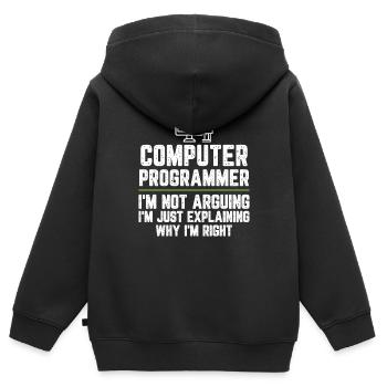 Computerprogrammierer Ich streite nicht Ich bin gerecht - Kinder Premium Organic Zip Hoodie - Schwarz - Hinten - AI Model Kid Male (0cm)