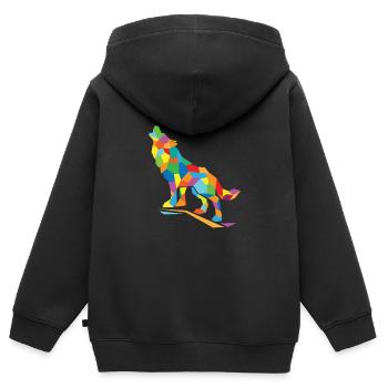 Polygone de loup - Sweat Premium à capuche zippé enfant bio - noir - Dos - AI Model Kid Male (0cm)
