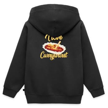 J'aime Currywurst Bratwurst Fast Food à emporter - Sweat Premium à capuche zippé enfant bio - noir - Dos - AI Model Kid Male (0cm)