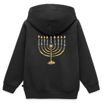 Shalom étoile de David juifs hébreux judaïsme juif - Sweat Premium à capuche zippé enfant bio - noir - Dos - AI Model Kid Male (0cm)