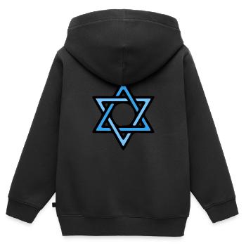 Shalom étoile de David juifs hébreux judaïsme juif - Sweat Premium à capuche zippé enfant bio - noir - Dos - AI Model Kid Male (0cm)