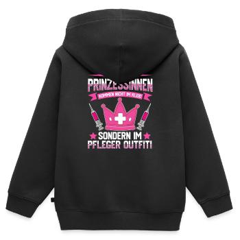 Altenpflegerin und Prinzessin nicht im Kleid - Kinder Premium Organic Zip Hoodie - Schwarz - Hinten - AI Model Kid Male (0cm)
