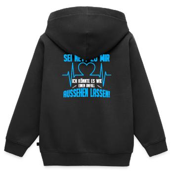 Altenpflegerin Sei nett zu mir Unfall aussehen - Kinder Premium Organic Zip Hoodie - Schwarz - Hinten - AI Model Kid Male (0cm)