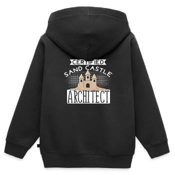Architecte de bac à sable - Sweat Premium à capuche zippé enfant bio - noir - Dos - AI Model Kid Male (0cm)