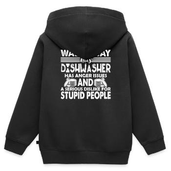 Geschirrspüler Geschirrspüler Warnung - Kinder Premium Organic Zip Hoodie - Schwarz - Hinten - AI Model Kid Male (0cm)