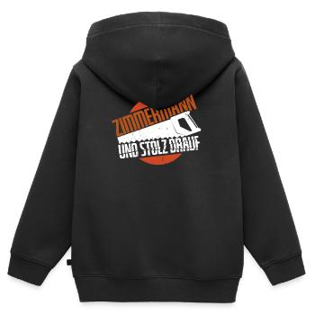 Zimmermann Stolz - Kinder Premium Organic Zip Hoodie - Schwarz - Hinten - AI Model Kid Male (0cm)