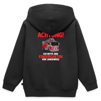 Kinder Kindergarten Start Anfang Feuerwehr - Kinder Premium Organic Zip Hoodie - Schwarz - Hinten - AI Model Kid Male (0cm)