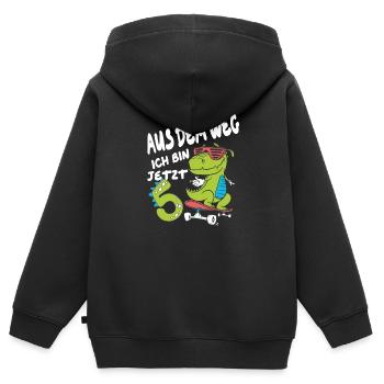 Kinder Geschenk zum 5 Geburtstag Skating Dino - Kinder Premium Organic Zip Hoodie - Schwarz - Hinten - AI Model Kid Male (0cm)