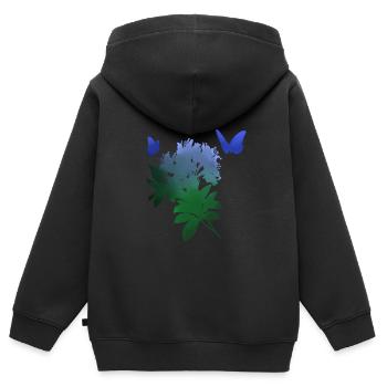 Papillon fleur nature enfant enfants des animaux - Sweat Premium à capuche zippé enfant bio - noir - Dos - AI Model Kid Male (0cm)