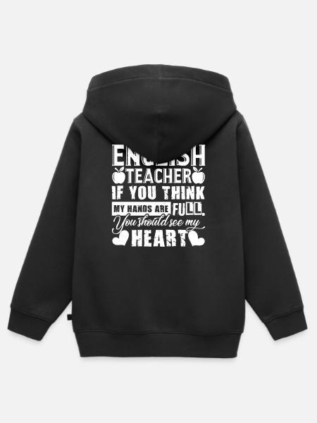 Englischlehrer Englischlehrer Full Heart - Kinder Premium Organic Zip Hoodie - Schwarz