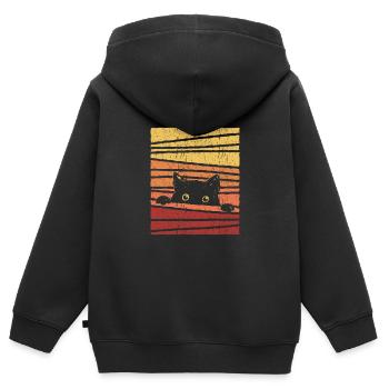 Schwarze Katze - Kinder Premium Organic Zip Hoodie - Schwarz - Hinten - AI Model Kid Male (0cm)