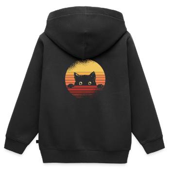 Schwarze Katze - Kinder Premium Organic Zip Hoodie - Schwarz - Hinten - AI Model Kid Male (0cm)