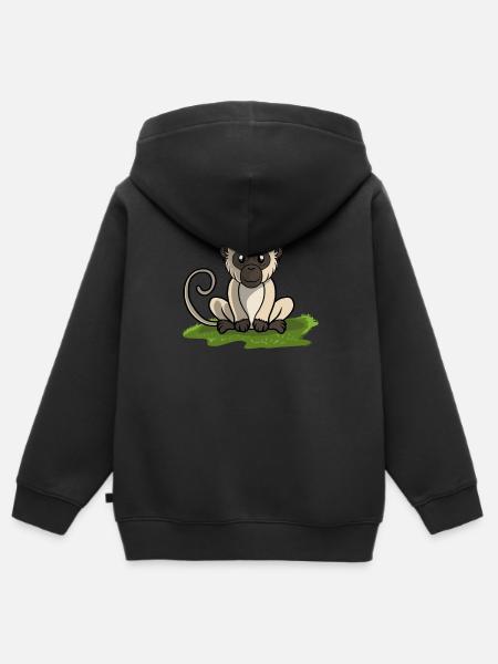 Affe Äffchen - Premium børne zip-hættetrøje økologisk - sort