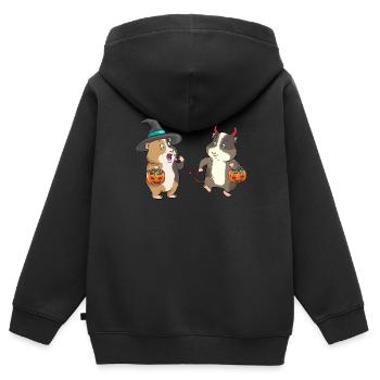 Meerschweinchen Halloween Kostüm Hexe Teufel - Kinder Premium Organic Zip Hoodie - Schwarz - Hinten - AI Model Kid Male (0cm)