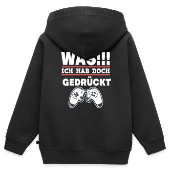 Gamer Zocker Gaming Spruch Ich hab doch gedrückt - Kinder Premium Organic Zip Hoodie - Schwarz - Hinten - AI Model Kid Male (0cm)