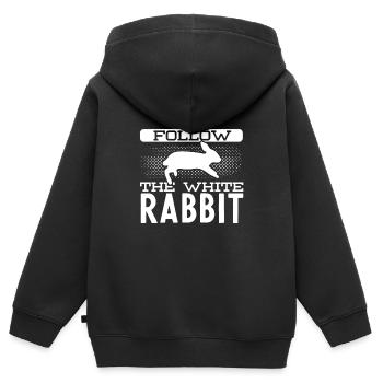 lapin blanc - Sweat Premium à capuche zippé enfant bio - noir - Dos - AI Model Kid Male (0cm)
