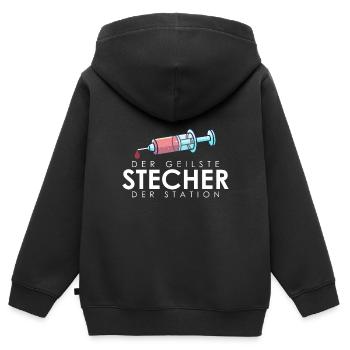 Der geilste Stecher, pflegekraft pflege geschenk - Kinder Premium Organic Zip Hoodie - Schwarz - Hinten - AI Model Kid Male (0cm)