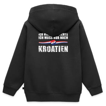 Kroatien - Kinder Premium Organic Zip Hoodie - Schwarz - Hinten - AI Model Kid Male (0cm)