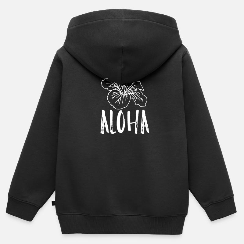 hibiscus - Sweat Premium à capuche zippé enfant bio - noir