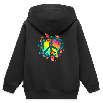 Hippie Schmetterlinge Hippies Flower Power 60s - Kinder Premium Organic Zip Hoodie - Schwarz - Hinten - AI Model Kid Male (0cm)