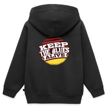 Blues - Kinder Premium Organic Zip Hoodie - Schwarz - Hinten - AI Model Kid Male (0cm)