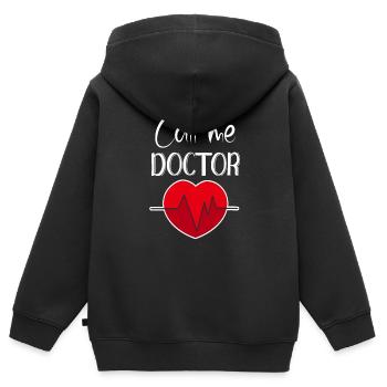 Rufen Sie mich an Doktor Rufen Sie mich an Doktor Doktorat - Kinder Premium Organic Zip Hoodie - Schwarz - Hinten - AI Model Kid Male (0cm)