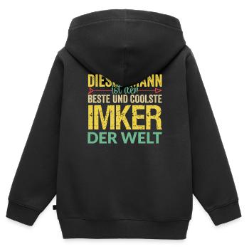 Imker - Kinder Premium Organic Zip Hoodie - Schwarz - Hinten - AI Model Kid Male (0cm)