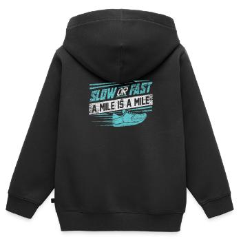 Laufen Läufer - Kinder Premium Organic Zip Hoodie - Schwarz - Hinten - AI Model Kid Male (0cm)