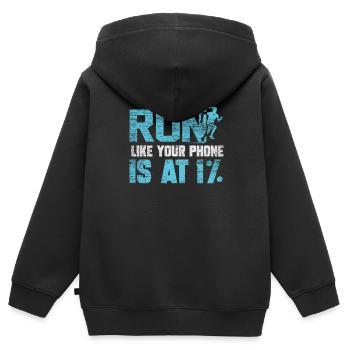Laufen Läufer - Kinder Premium Organic Zip Hoodie - Schwarz - Hinten - AI Model Kid Male (0cm)