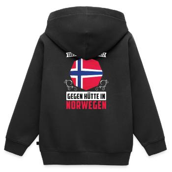 Norwegen Norweger - Kinder Premium Organic Zip Hoodie - Schwarz - Hinten - AI Model Kid Male (0cm)