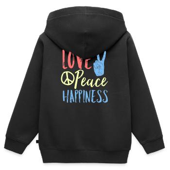 Love Peace Happiness - Kinder Premium Organic Zip Hoodie - Schwarz - Hinten - AI Model Kid Male (0cm)