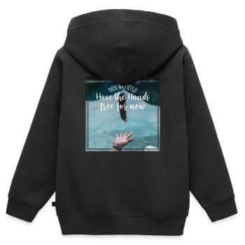 Free for new - Kinder Premium Organic Zip Hoodie - Schwarz - Hinten - AI Model Kid Male (0cm)