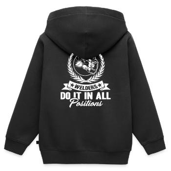 Les soudeurs font tout dans toutes les positions - Sweat Premium à capuche zippé enfant bio - noir - Dos - AI Model Kid Male (0cm)